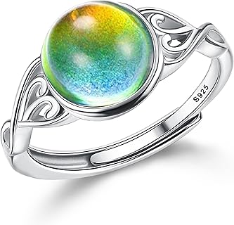 MILACOLATO Bague de Fiançailles Originale pour Femme en Argent 925, Réglable avec Bague Solitaire Ovale et Style Victorien, Change de Couleur pour Toutes Occasions, Taille 48-57