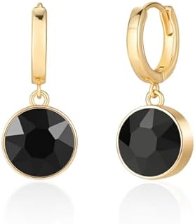 Alluring 18K Gold Plated Brass Round Crystal Hoop Earrings for Women, Nickel-Free Dangle Earrings for Daily Wear and Special Occasions - Ideal Gift for Mother or Wife