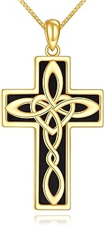 Celtic Knot Cross Pendant Necklace Sterling Silver Religious Irish Infinity Love Heart Irish Celtics Necklace Jewelry Mothers Day Birthday Gifts for Women Girls