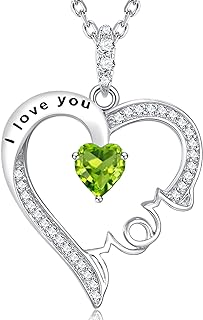 ELDA & CO. I Love You Mom Necklace for Wife Mother 925 Sterling Silver Pendant with May Birthstones Emerald Necklace for Women Mothers Day Birthday Gifts Jewelry Gifts