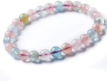 7mm Natural Morganite Bead Bracelet with Spring Ring Clasp for Unisex Wear, Round Design Fashion Accessory