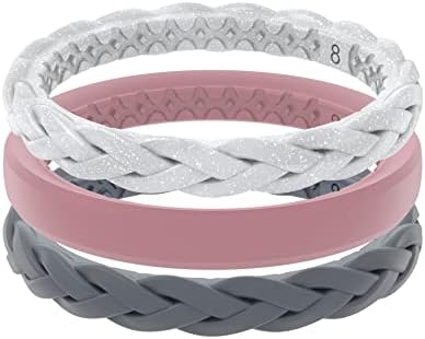 Groove Life Stackable Rings - Breathable Silicone Wedding Rings for Women, Lifetime Coverage, Unique Design, Comfort Fit Ring