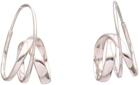 NOVICA Handcrafted Indonesian .925 Sterling Silver Modern Curl Hoop Earrings for Style Conscious Individuals with Endless Back Finding