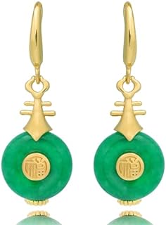 Jade Earrings for Women- Jade Dangle Drop Earrings 14K Gold Plated S925 Sterling Silver Hook/Jade Oval 8mm Cute Teardrop Earrings Jewelry Gift for Women