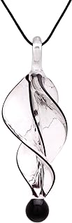 Handmade Murano Style Necklace Spiral Twist Glass Black Necklace Gift for Her Italian Style Jewelry