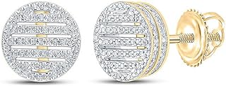The Diamond Deal 10kt Yellow Gold Womens Round Diamond Nugget Square Earrings 1/4 Cttw