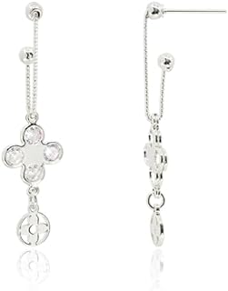 Crystal Clover Drop Earrings for Women • 14K Gold Plated 925 Sterling Silver 3 Clover Dangle Earrings • Cubic Zirconia Dressy Elegant Ear Jewelry Gifts [CVRE-CY]