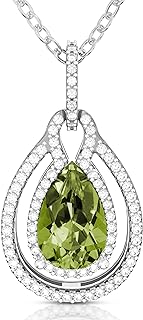 Ayn Birthstone Necklace for Women Birthstone Jewelry for Mom Wife Girlfriend Mother Daughter - Platinum Plated Sterling Silver Teardrop Necklace Gift for Her