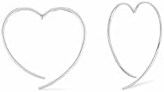Boma Jewelry Sterling Silver Heart Pull Through Hoop Earrings