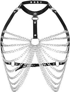 Edgy Punk Leather Body Chain Harness with Alloy Accents - Adjustable Fit for Women and Girls - Perfect for Parties and Nightclubs