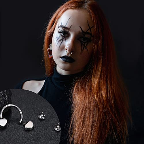 16g Septum Rings for Women Men, Implant Grade G23 Titanium Septum Ring, Internally Threaded Horseshoe Hoop Helix Daith Cartilage Tragus Earrings, Circular Barbell Piercing Jewelry for Eyebrow Lip Nipple Piercing Jewelry