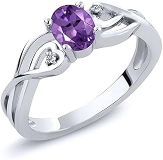Elegant "Purple Amethyst and Lab Grown Diamond Wedding Ring" in a Stunning Oval Cut Design Enveloped in Sterling Silver