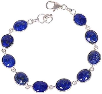 925 92.5 Sterling Silver Lapis Lazuli Stone Fashion Bracelet for Women and Girls