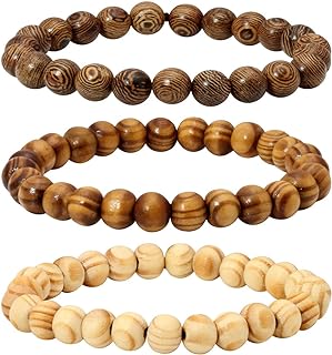Manfnee Essential Oil Bead Bracelet with Rope and Bead Chain, Made of Wood for Men and Women, Lava Stone Design
