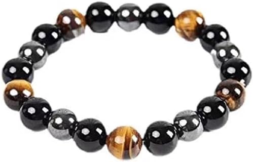 Evil Eye Bracelets for Women Men, Triple Protection Bracelet Tigers Eye Bracelet Crystal Jewelry Beads Bracelets Christmas Gifts for Men Bring Luck Prosperity and Happiness