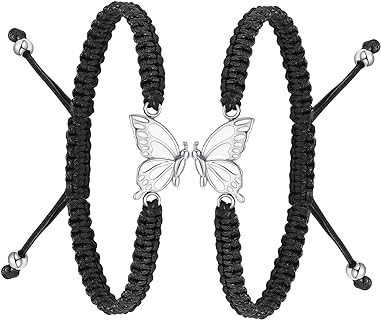 2-Pack Butterfly Cremation Bracelets with Braided Rope Chain, Stainless Steel, and Buckle Clasp- Keepsake Memory Jewelry for Women and Girls by Constantlife