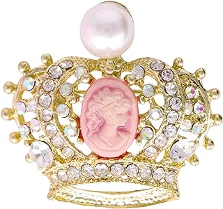 Crystal Crown Brooches Pins Rhinestone Royal Princess Safety Brooch Fashion Elegant Jewelry for Women Girl Gift Silver Plated