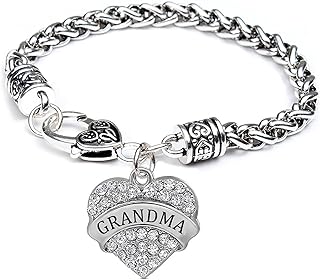 Luvalti Grandma Heart Charm Bracelet - Silver Heart Pendant Bracelet - Best Family Jewelry Gift
