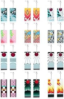 Women's Magnetic Dangle Earrings with Resin Gem - KAERUN Tanjiro and Demon Slayer Cosplay Double-Sided Acrylic Alloy Design