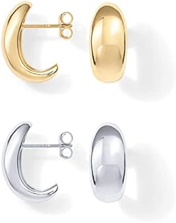 PAVOI 14K Gold Plated Sterling Silver Post Huggie Earrings | Gold Dome Huggie Hoop Earrings for Women