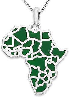 Pome Africa Pendant Necklace in Solid 14k Gold, Green Enamel, Made in America