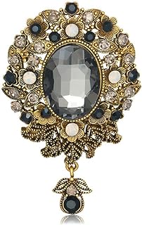 Vintage Teardrop Diamond Brooch Pin for Women Girls Men Crystal Elegant Flower Badge Brooches Laple Pins Scarf Clip Boutonniere Corsage for Clothes Dress Hats Bags Accessory