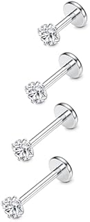 ORAZIO 4-8 Pcs 18G Stainless Steel Nose Piercing Lip Rings Studs Ear Piercings 6mm