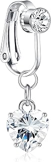 FAISASO Women's Non-Piercing Clip-On Belly Ring with Cubic-Zirconia, Stainless Steel Fake Navel Jewelry Design