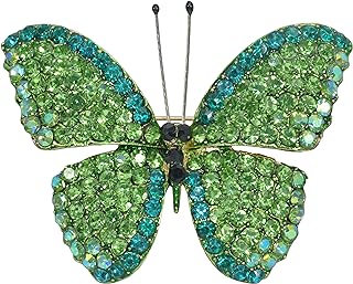 Gyn&Joy Zircon Colored Crystal Rhinestone Gold Tone Butterfly Brooch Pin