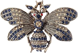 Rhinestone Brown Bee Brooch Pin for Women Girls Vintage Blue Insect Wing Animal Lapel Pins Cute Dress Accessories Birthday Christmas Wedding Jewelry Gift