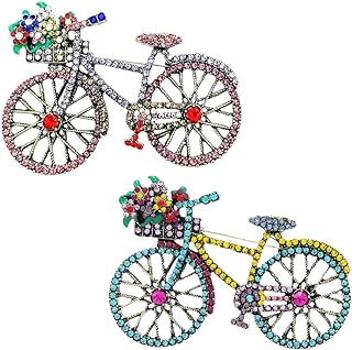 2Pcs Elegant Vintage Bicycle Brooch Pin with Sparkling Rhinestones for Adding Charm to Your Daily Outfits