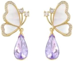 Butterfly Earrings for Women Butterfly Rhinestone Drop Earrings Purple Butterfly Crystal Dangle Earrings Wedding Jewelry Gifts for Women