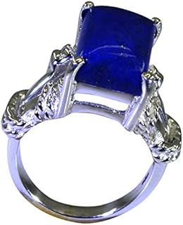 Real Lapis Lazuli Sterling Silver Engagement Rings For Women In Size 4,5,6,7,8,9,10,11,12