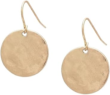 Gold & Silver Small Dangle Earrings for Women, Mixed Metal & Shell Inside, Circle & Teardrop Shape, Hammered Drop Earrings, Perfect Jewelry for Gifts