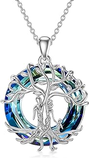 TOUPOP S925 Sterling Silver Father Mother and 1 Children/2 Children/3 Children/4 Children/5 Children/6 Children Family Tree of Life Pendant Necklace with Crystal, Birthday Anniversary Christmas Mothers Day Jewelry Gifts for Mom