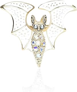 Antique Enamel Crystal Flying Vampire Bat Brooch Pin Halloween Spider Animal Lapel Pin Badge Accessory for Women Men