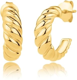 18K Gold Vermeil Small Chunky Hoop Earrings with Push Back for Women in Classic Hoop Design, by MAX + STONE