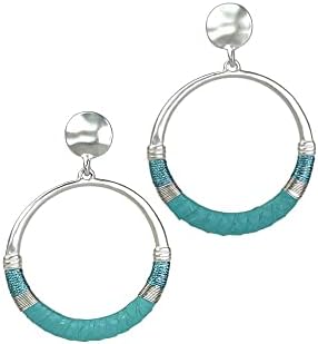 Fashion Earrings Womens Silver Tone Hoops with Color Trim Party Fun Accent