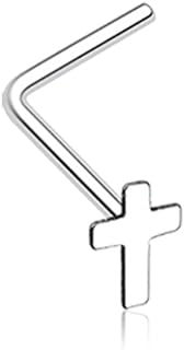 Chic Cross Icon L-Shaped Nose Ring in Durable 316L Surgical Steel - Ideal Minimalist Accessory (Single Piece)