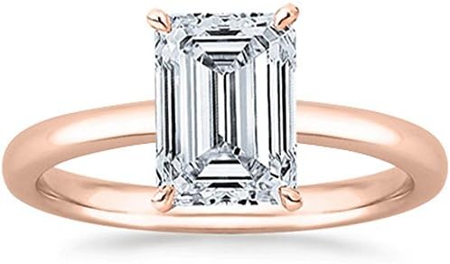 1-5 Carat Lab Grown Solitaire Emerald Cut IGI CERTIFIED Diamond Engagement Ring (1-5 Ct,H-I Color VS1-VS2 Clarity)