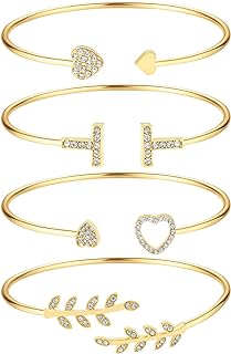 Women Bangle Bracelet Set Open Adjustable Cuff Bracelet Wire Stackable Wrap Jewelry