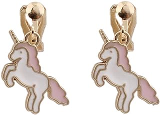 Goldstone Unicorn Clip-On Earrings with Enamel Alloy Material - Hypoallergenic, Non-Piercing Dainty Design