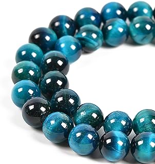 Aquamarine Tiger's Eye Birthstone Beads, 90pcs 4mm Stone Beads in Round Shape by Nancybeads for Jewelry Making Lovers - Genuine Natural Semi-Precious Gemstones