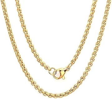 Gem Stone King 18 Inch Yellow Gold Tone Stainless Steel Rolo Chain Necklace with Lobster Clasp