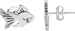 Stainless-Steel Goldfish Stud Earrings with Push-Back Design for Unisex Goldfish Lovers