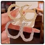 Women's Twisted Silver Plated Hoop Earrings with Sterling Silver Pins - Lightweight, Hypoallergenic Fashion Jewelry for Girls
