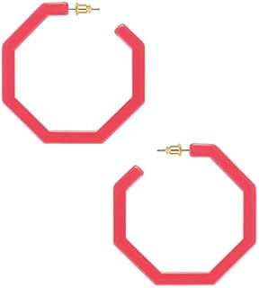 wowshow Acrylic Resin Hoop Earrings for Women Statement Fashion Geometric Octagon Earrings