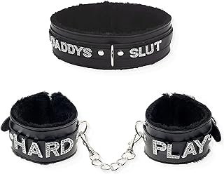 Paloli Pink Plush Handcuff Choker Necklace in Faux Leather and Zinc Cable Chain - Adjustable, Fashionable, and Versatile Leather Collar with Soft Cuffs for Women - Perfect for Stylish Personal Expression or Thoughtful Gift