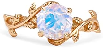 Genuine Moonstone Promise Ring for Women 14kt Gold by ASANA - Vintage Moonstone Ring Twig 14kt Rose Gold Sterling Silver Moonstone Promise ring - Crystal Rings, Gemstone Statement Ring, Moonstone Ring