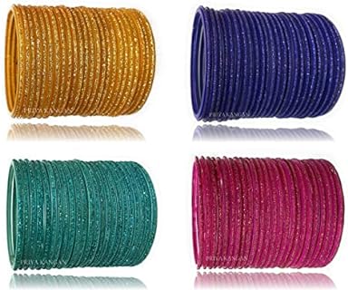 Beautifull Sparkle Glass Bangles Latest Indian Traditional Kaach Chudi Bangles/Bracelets suitable for any occasion. (Pack of 96 Bangles)